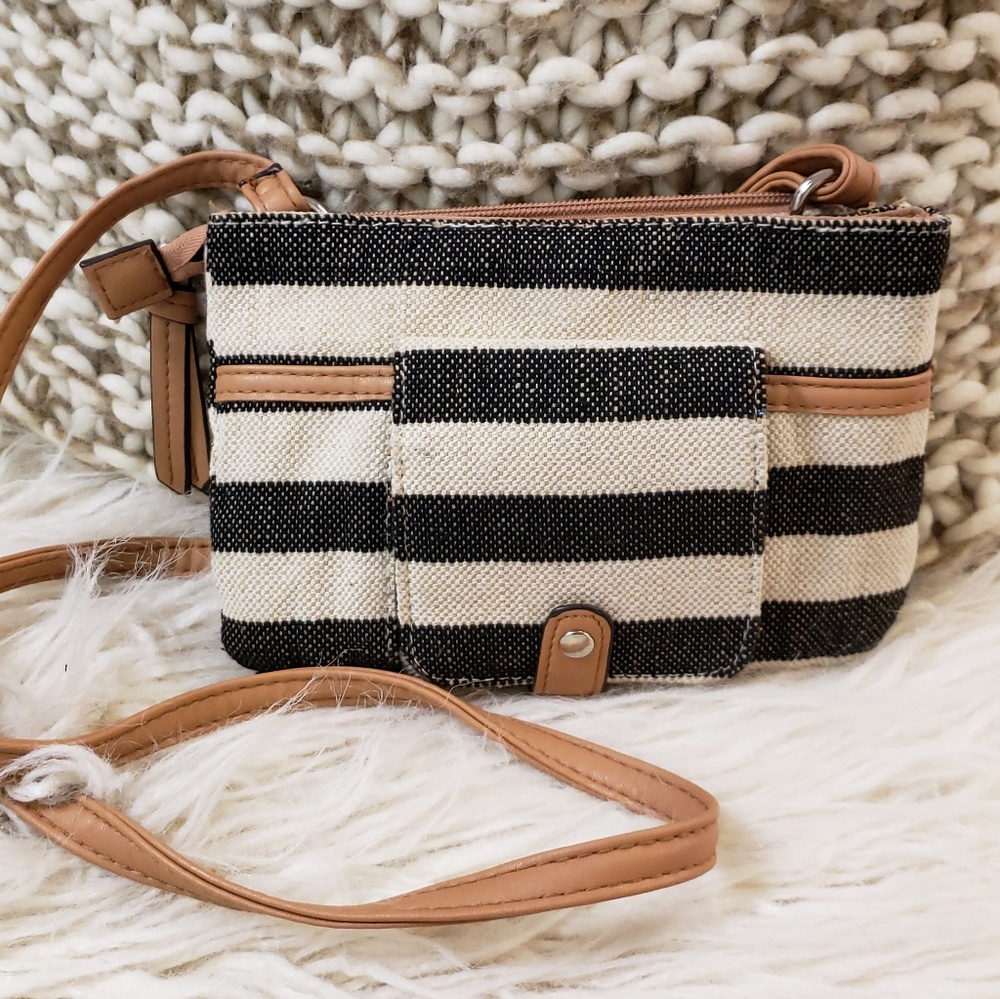 Over the shoulder canvas striped bag